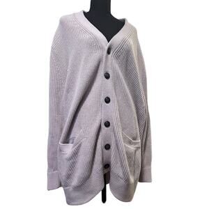 Oak Hill Men's 3XL Beige Button-Down Cardigan Sweater, 100% Cotton